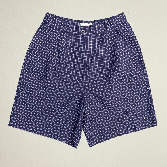 Vintage dark blue plaid golf shorts women's, Eastbrook size 6 preppy sporty - Picture 1 of 10